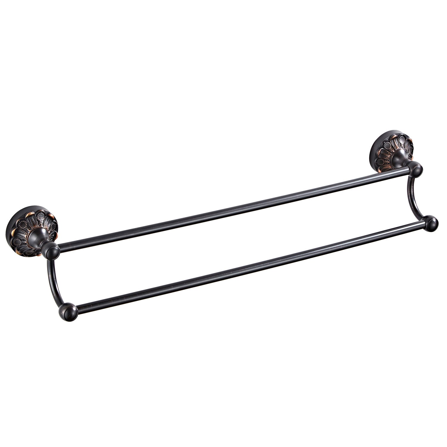Antique Brass Double Towel Bar | 2-Tier Vintage Bath Towel Rack