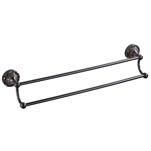 Antique Brass Double Towel Bar | 2-Tier Vintage Bath Towel Rack