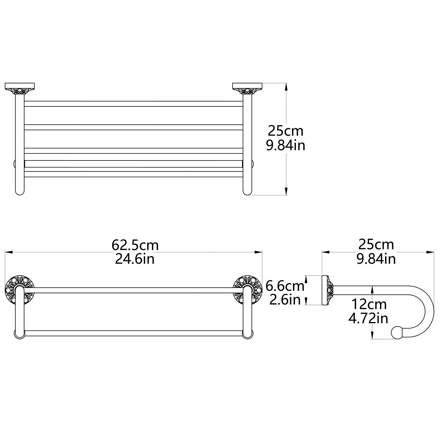 Antique Brass Towel Rack | 2-Tier Vintage Bath Towel Shelf with Towel Bar