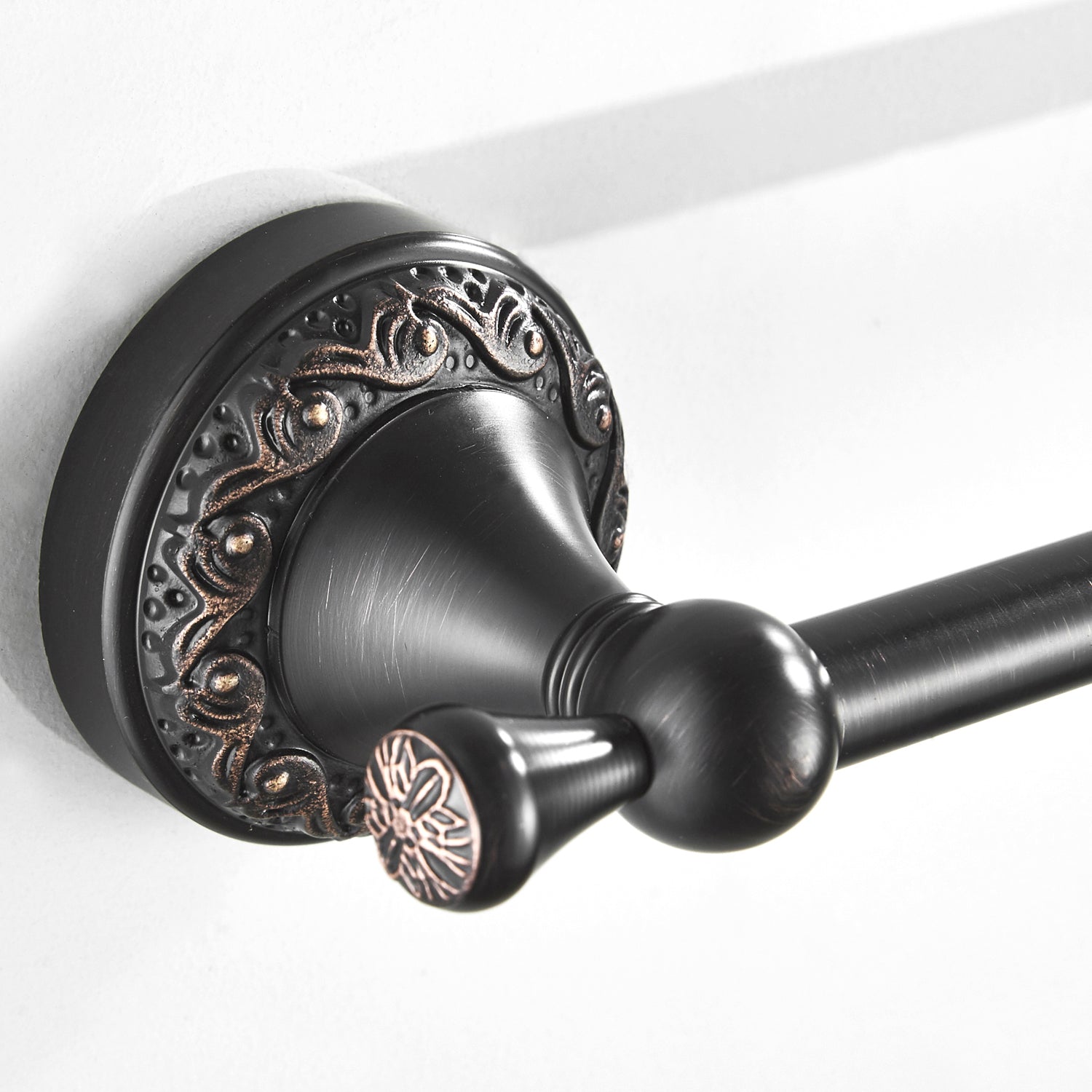 Rust-Proof Solid Brass Towel Holder | Ornate Vintage Bathroom Towel Rail