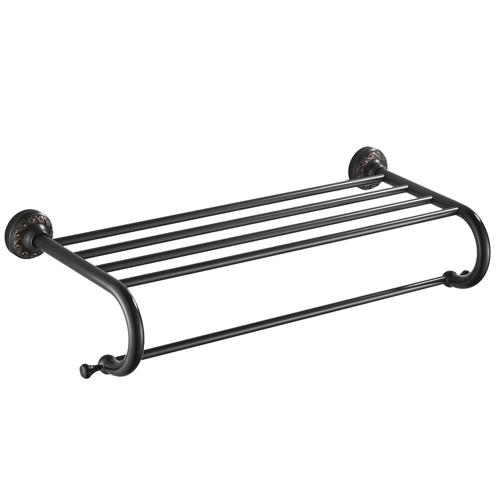 Rust-Proof Solid Brass Towel Shelf | 62.5cm Wall-Mounted 2-Tier Bathroom Rack