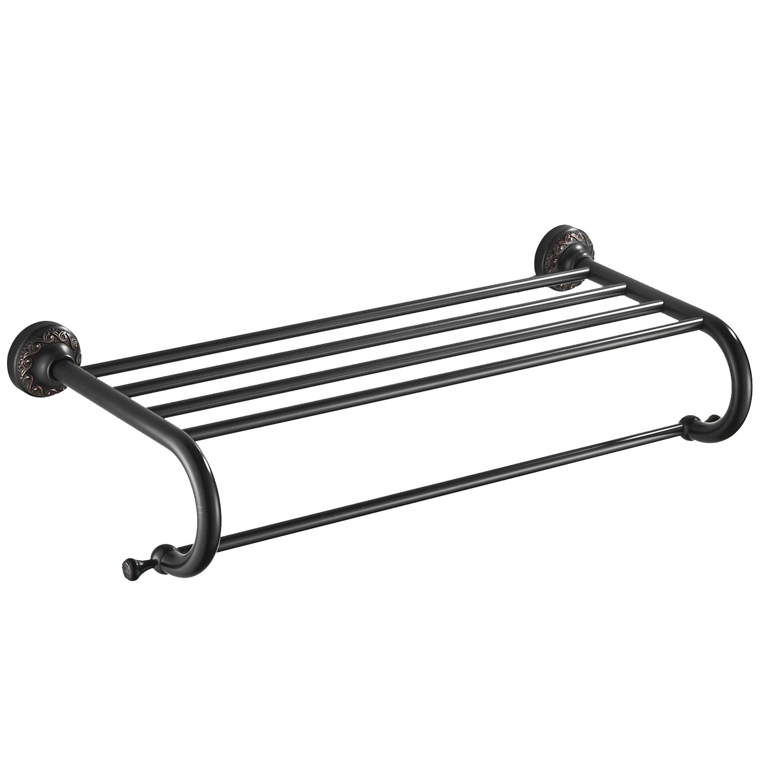Rust-Proof Solid Brass Towel Shelf | 62.5cm Wall-Mounted 2-Tier Bathroom Rack