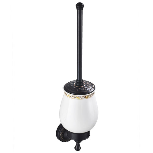 Antique Brass Toilet Brush Holder | Vintage Ceramic Bathroom Toilet Brush Set