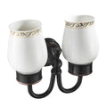 Rust-Proof Solid Brass Toothbrush Holder | Removable Double Ceramic Cups