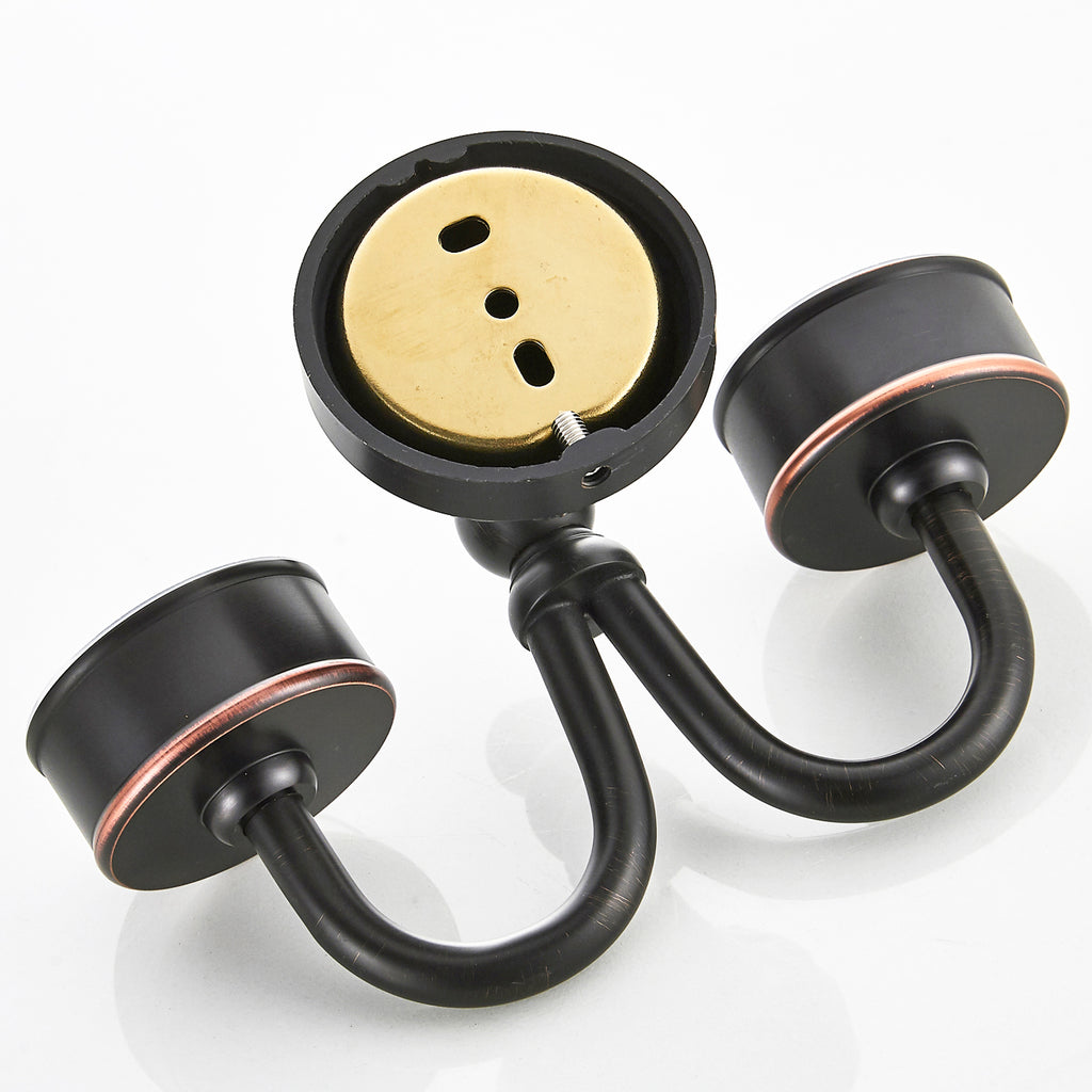 Rust-Proof Solid Brass Toothbrush Holder | Removable Double Ceramic Cups