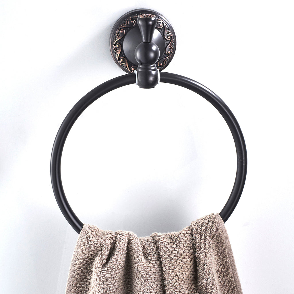 Rust-Proof Solid Brass Towel Ring | 18cm Compact Bathroom Towel Rail