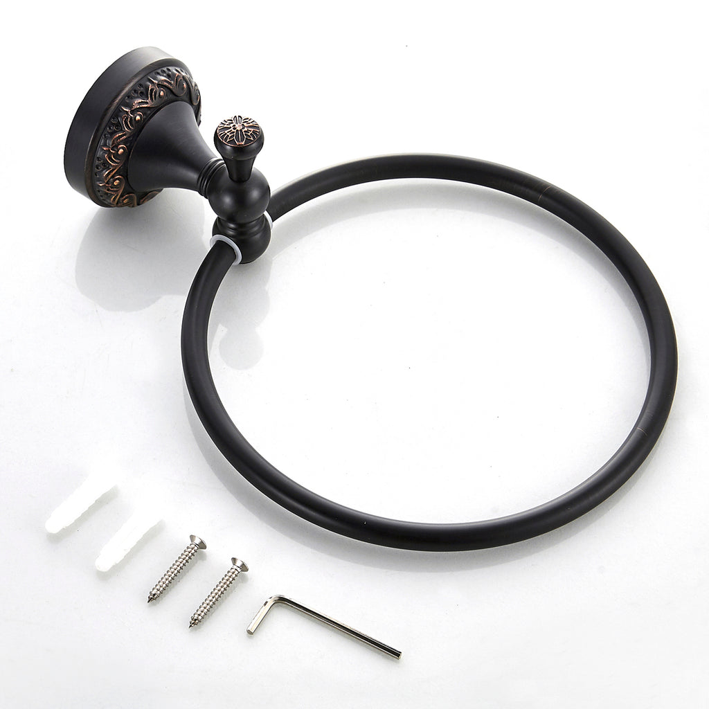 Rust-Proof Solid Brass Towel Ring | 18cm Compact Bathroom Towel Rail