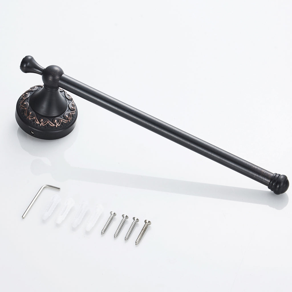 Antique Brass Towel Bar 29.5cm | Vintage Scroll Carved Open-End Towel Holder