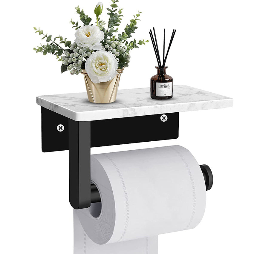 Stainless Steel Toilet Paper Holder with Marble Shelf ,Wall Mounted