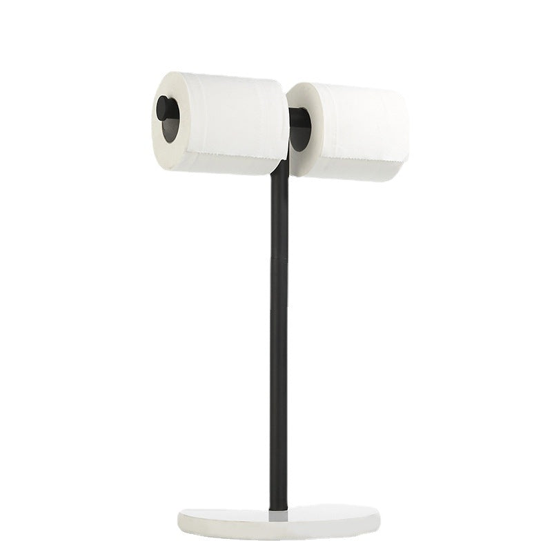 Stainless Steel 2-Roll Storage  Freestanding Toilet Paper Holder with Marble Base
