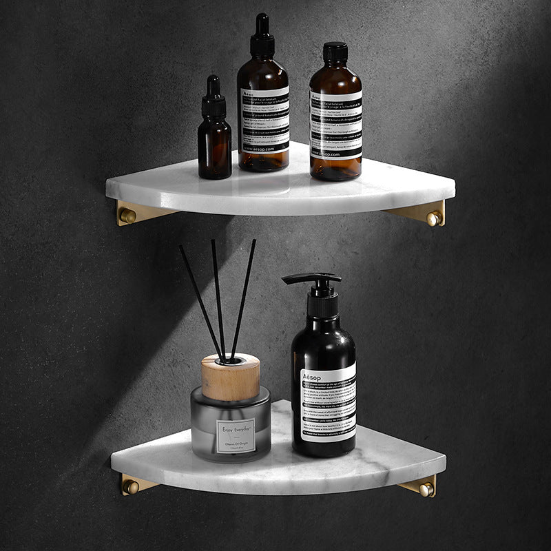 Luxury Marble & Stainless Steel Corner Shelf Shower Caddy
