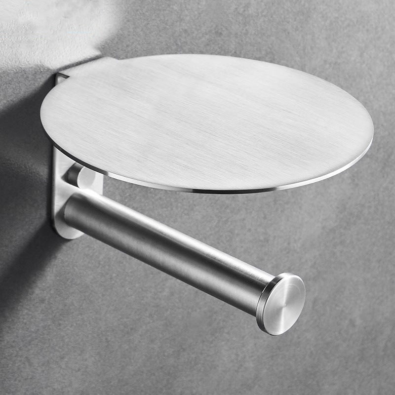 304 Stainless Steel Toilet Paper Holder with Shelf - Wall Mounted