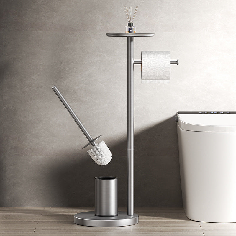 Free Standing 3-in-1 SUS304 Stainless Steel Toilet Paper Stand with Shelf & Toilet Brush Holder
