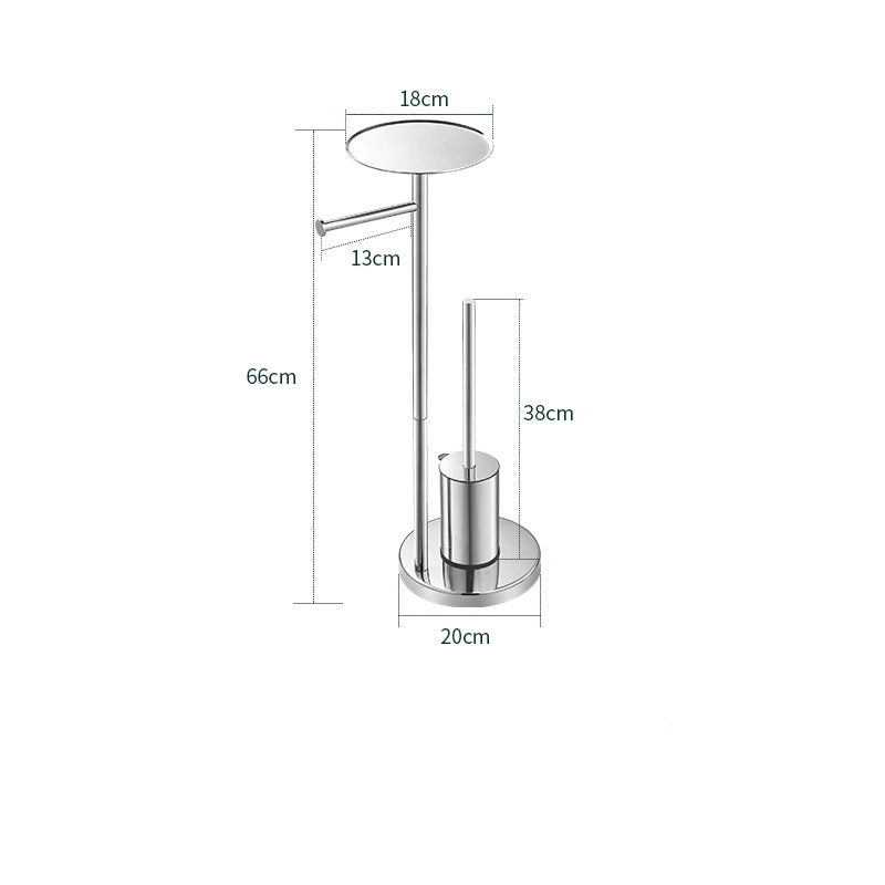 Free Standing 3-in-1 SUS304 Stainless Steel Toilet Paper Stand with Shelf & Toilet Brush Holder