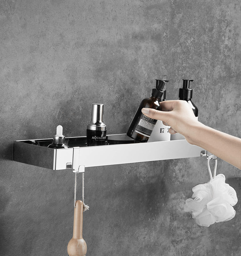 Rustproof 304 Stainless Steel Shower Caddy | 15KG No-Drill Wall Shelf | 30-60cm Multi-Size