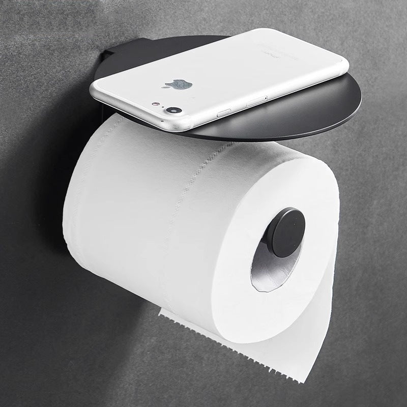 304 Stainless Steel Toilet Paper Holder with Shelf - Wall Mounted