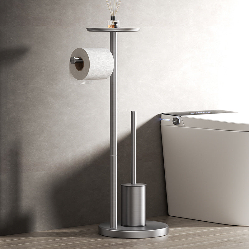 Free Standing 3-in-1 SUS304 Stainless Steel Toilet Paper Stand with Shelf & Toilet Brush Holder