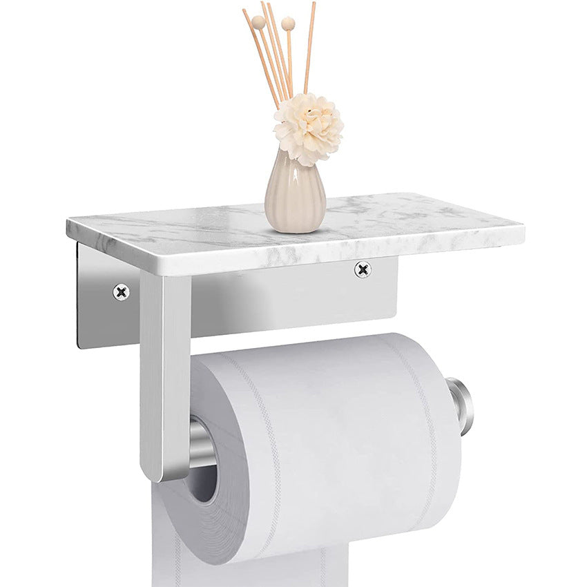 Stainless Steel Toilet Paper Holder with Marble Shelf ,Wall Mounted