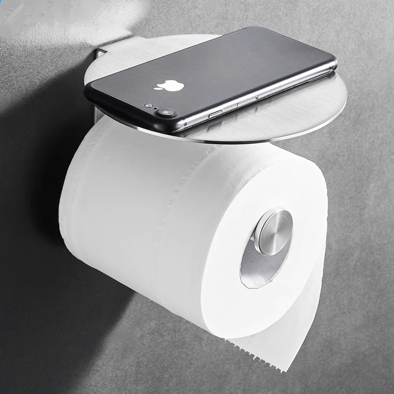 304 Stainless Steel Toilet Paper Holder with Shelf - Wall Mounted