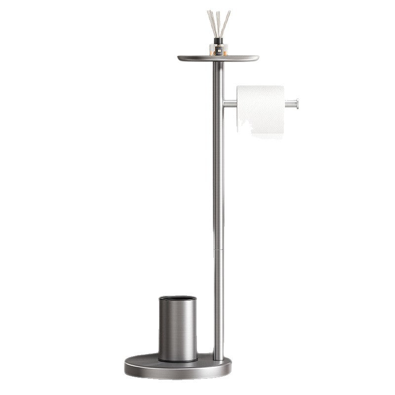 Free Standing 3-in-1 SUS304 Stainless Steel Toilet Paper Stand with Shelf & Toilet Brush Holder
