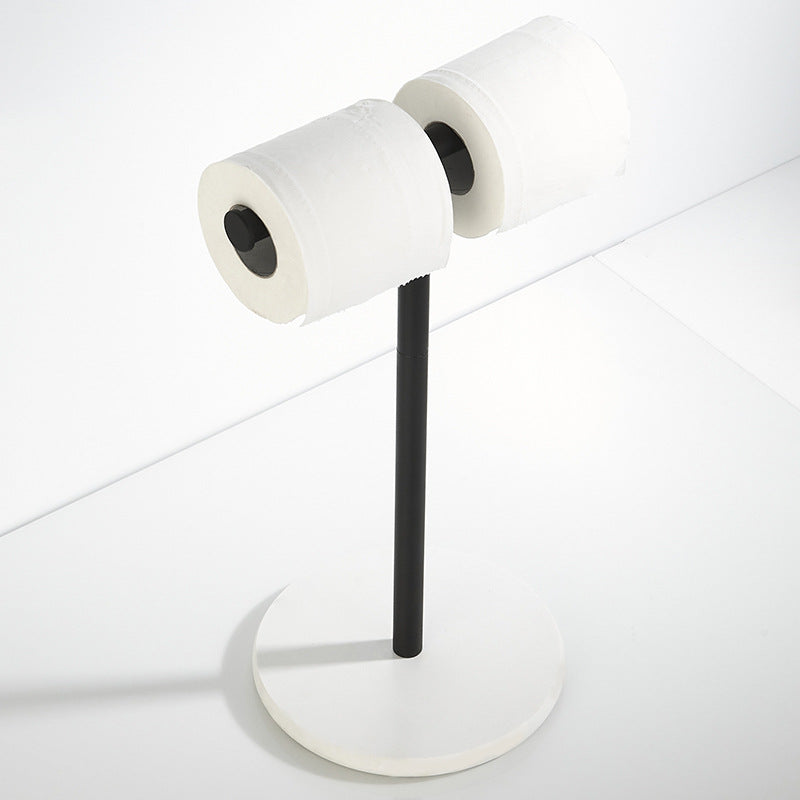 Stainless Steel 2-Roll Storage  Freestanding Toilet Paper Holder with Marble Base