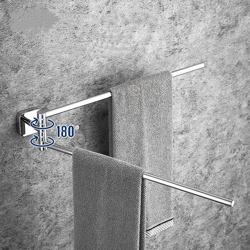 180° Swivel Towel Bar | 2-Tier Stainless Steel Towel Rack | Space-Saving Rotating Bathroom Towel Holder