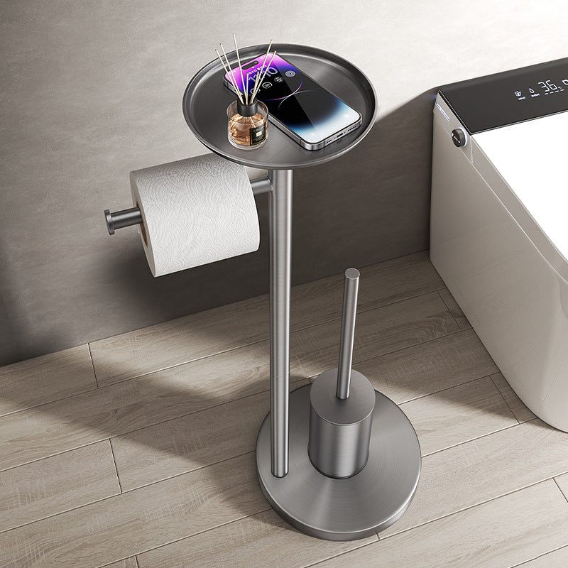 Free Standing 3-in-1 SUS304 Stainless Steel Toilet Paper Stand with Shelf & Toilet Brush Holder