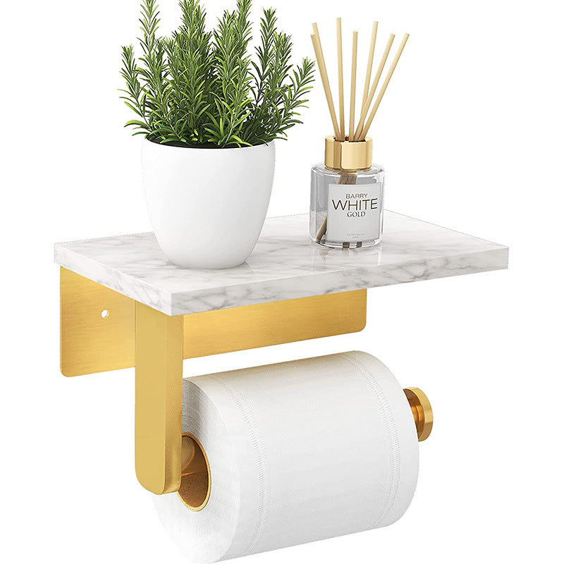 Stainless Steel Toilet Paper Holder with Marble Shelf ,Wall Mounted