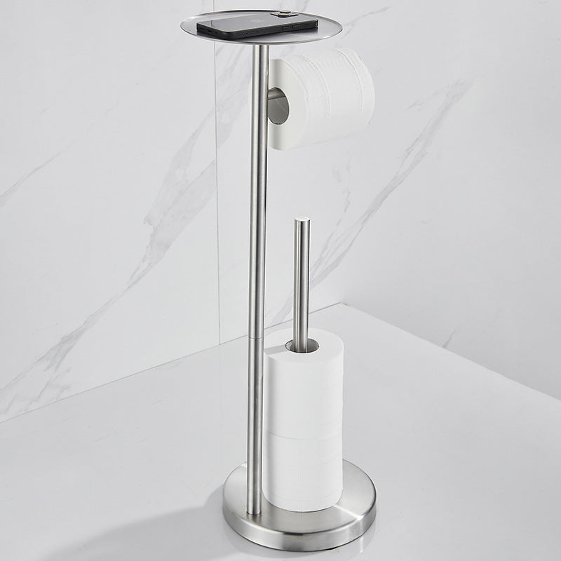 Stainless Steel Freestanding Toilet Paper Holder with Shelf | 5-Roll Storage | Stable Bathroom Stand