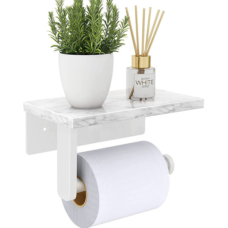 Stainless Steel Toilet Paper Holder with Marble Shelf ,Wall Mounted
