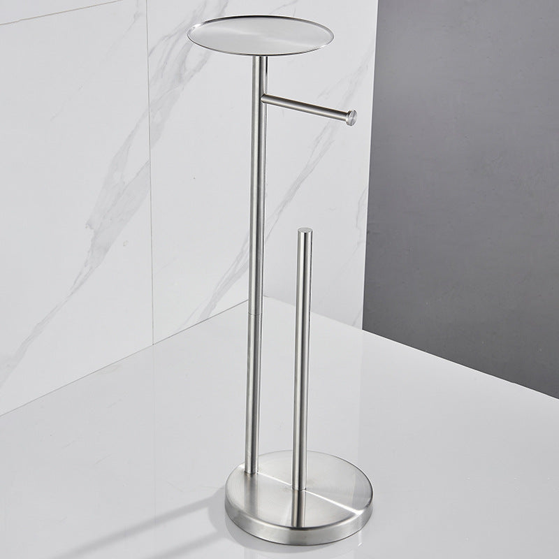 Stainless Steel Freestanding Toilet Paper Holder with Shelf | 5-Roll Storage | Stable Bathroom Stand