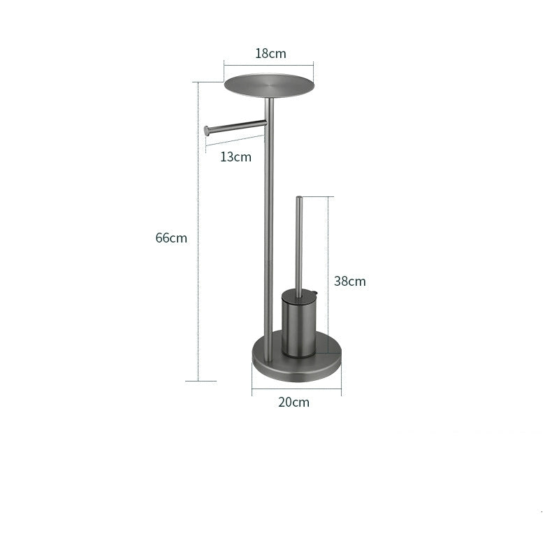 Free Standing 3-in-1 SUS304 Stainless Steel Toilet Paper Stand with Shelf & Toilet Brush Holder