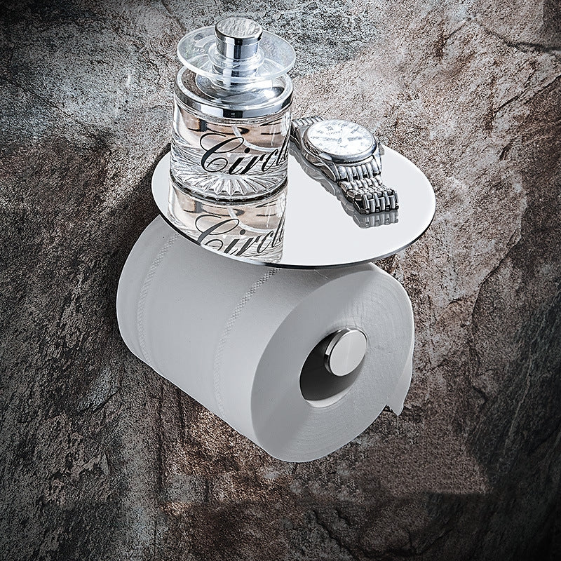 304 Stainless Steel Toilet Paper Holder with Shelf - Wall Mounted