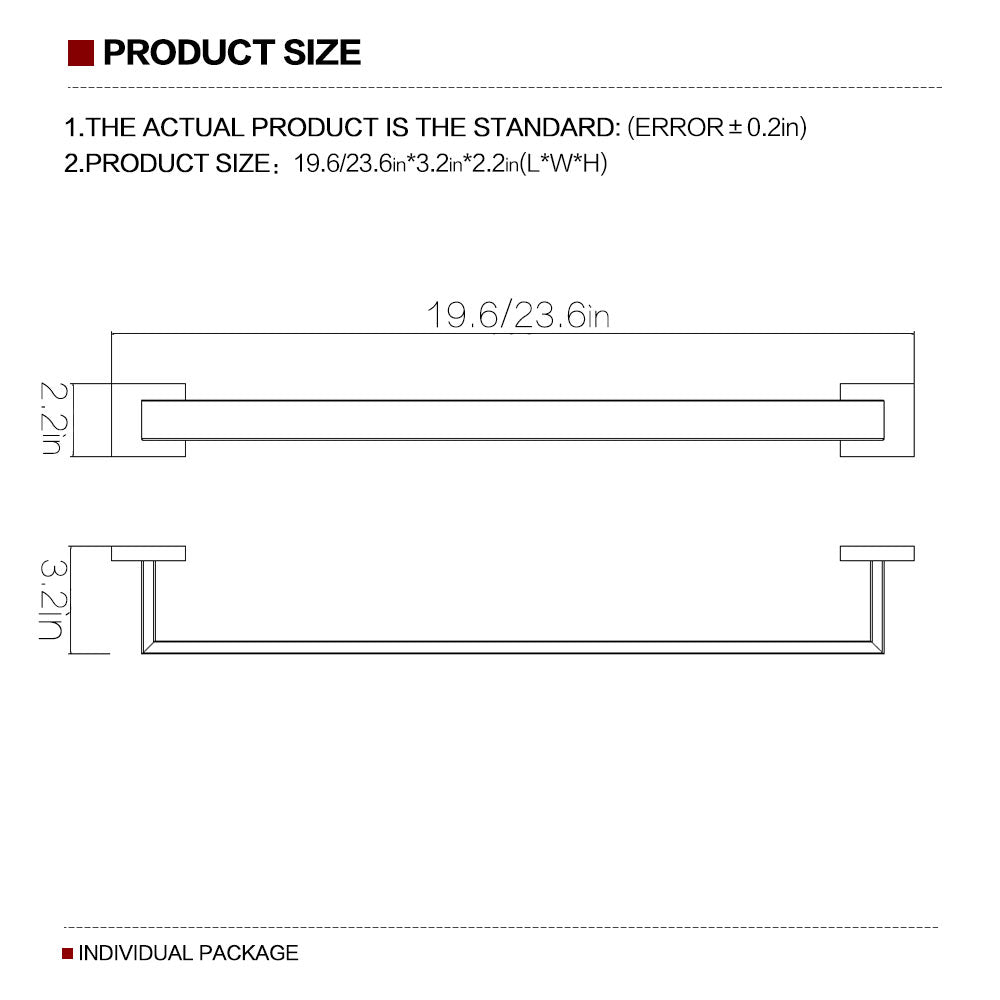 SUS 304 Stainless Steel Single Layer Towel Bar 4 Color Optional for Bathroom Kitchen